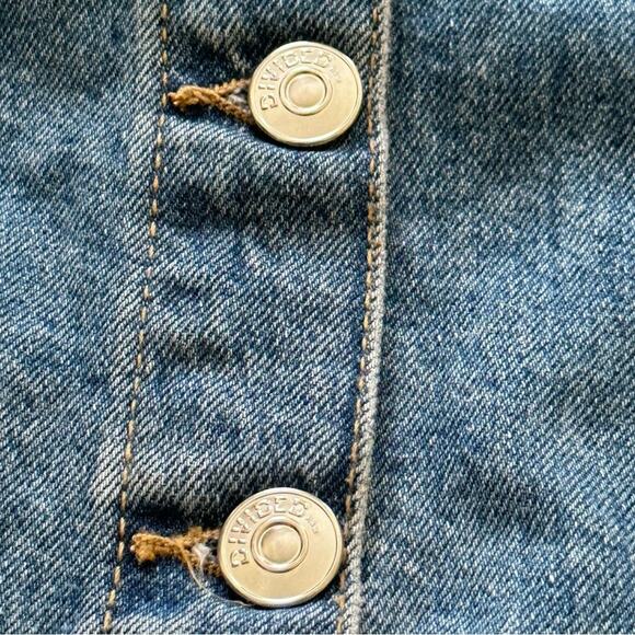 Divided Jean Skirt Cotton Denim Silver Button Front A-Line Jean Skirt Size 8 NEW - Picture 10 of 12